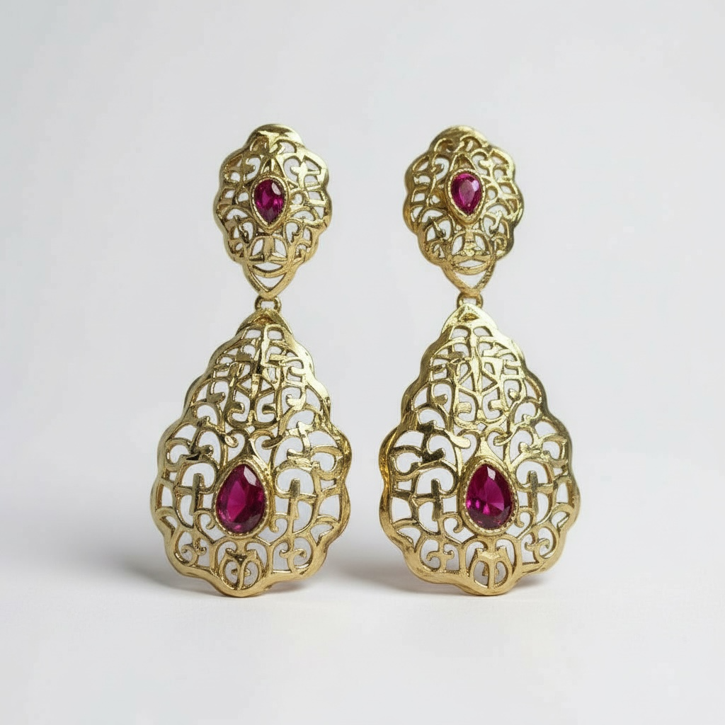 Pendiente flor rosada