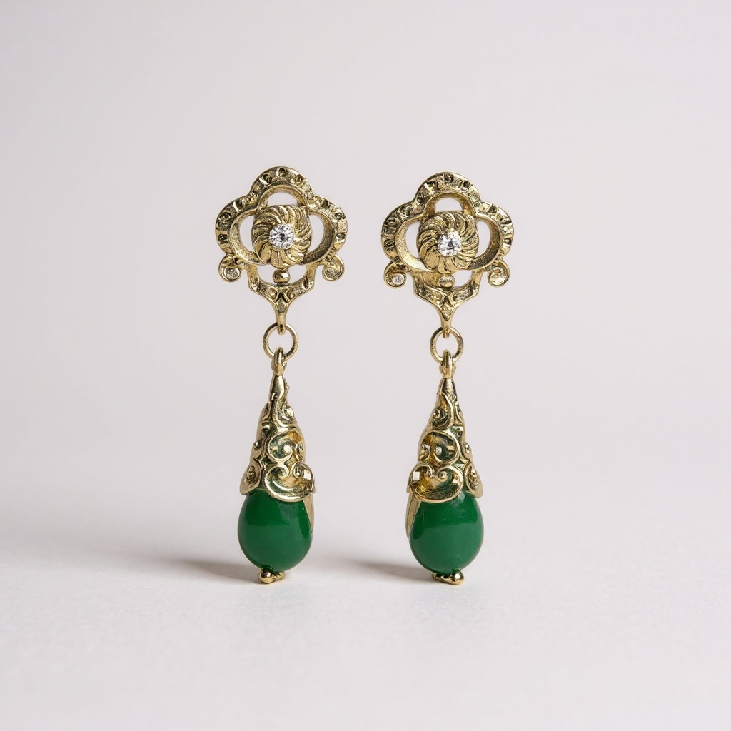 Pendiente lagrima verde