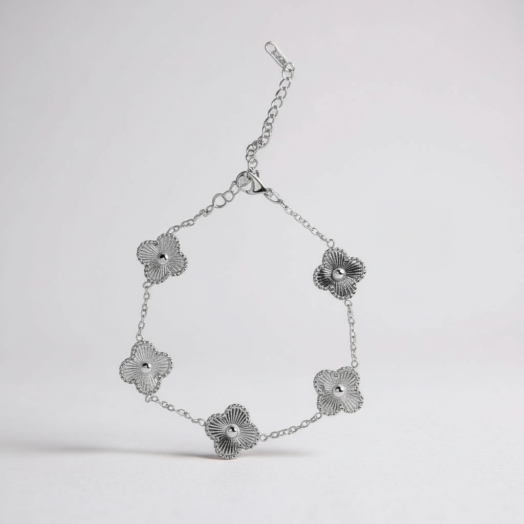 Pulsera trébol plata